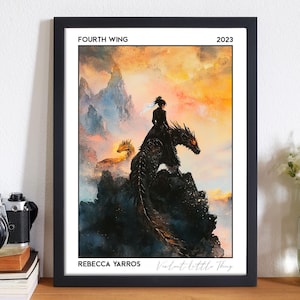 Fourth Wing Book Poster, Rebecca Yarros Merch, Romantasy Gift for Book Lovers, Booktok Reading Nook Decor, Empyrean Series Book Club Gift