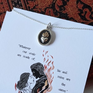 Wuthering Heights Goth Book-ketting, zilveren bedel sierlijke hartketting, To My Soulmate-ketting voor koppels, romantisch jubileumcadeau