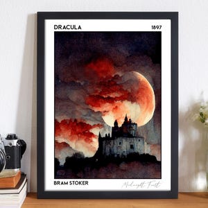 Dracula Buch Poster, Dark Academia Victorian Goth Dekor Leseecke literarischer Kunstdruck, Whimsigoth Bookish Geschenk für Buchliebhaber
