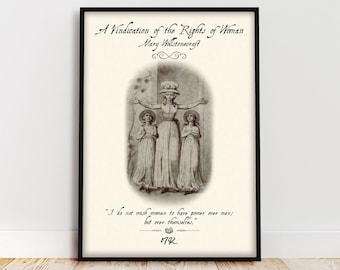 A Vindication of the Rights of Woman | Mary Wollenstonecraft | Dark Academia Decor | Feminist Poster