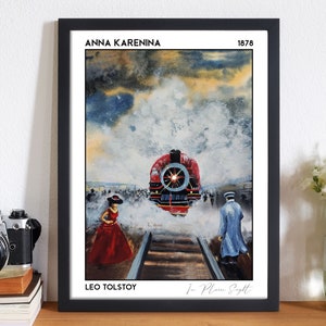 Poster del libro Anna Karenina, copertina del libro di letteratura classica di Lev Tolstoj, stampa per angolo lettura, regalo per amanti dei libri per topi di biblioteca, arredamento libresco