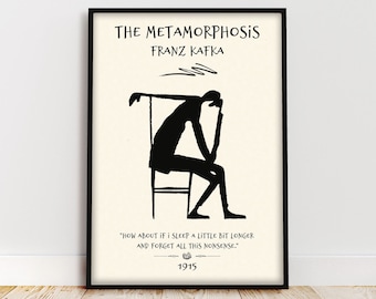 Metamorphosis Book Poster, Franz Kafka Book Quote Wall Art, Bookish Dark Academia Surreal Art, Reading Nook Book Lover Gift for Bookworms
