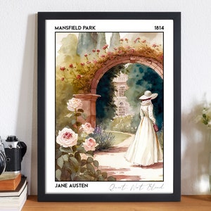 Mansfield Park Buch Cover Poster, Booktrovert Light Academia Jane Austen Geschenke für Cottagecore Leseecke, Bücherwurm Geschenke für Buchliebhaber