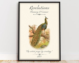 Revelations Book Poster, Flannery O'Connor Writer Gifts, Dark Academia Southern Gothic Reading Nook, Book Quote Wall Art Book Lover Gifts