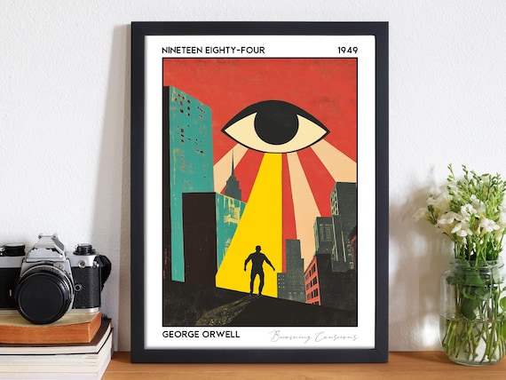 1984 Book Poster, George Orwell: Premium 210gsm Art Print, Gift for Dystopia Readers - Bookscape Collection