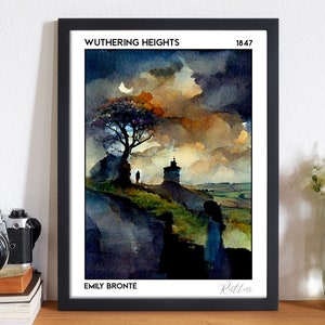 Wuthering Heights Book Cover Poster Dark Academia College Apartment Decor Quirky Creepy Victorian Gothic Bookish Bookstagram Literary Gift image 1