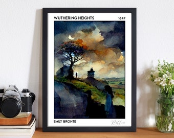 Wuthering Heights Book Cover Poster Dark Academia College Apartment Decor Quirky Creepy Victorian Gothic Bookish Bookstagram Literary Gift