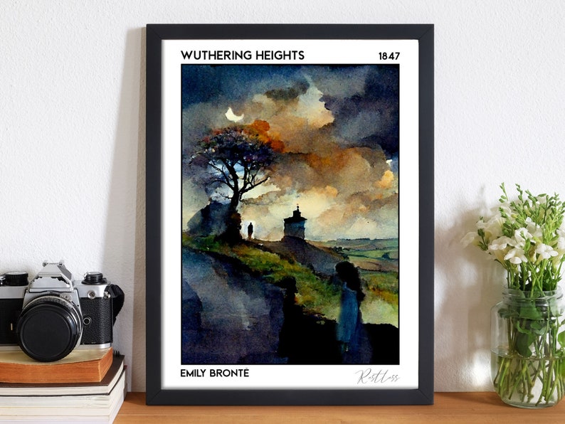 Wuthering Heights Book Cover Poster Dark Academia College Apartment Decor Quirky Creepy Victorian Gothic Bookish Bookstagram Literary Gift image 1