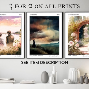 Oferta especial de 3 láminas, pósteres de libros para un rincón de lectura, juego de 3 piezas de arte de pared para galería literaria, regalo para amantes de la lectura.