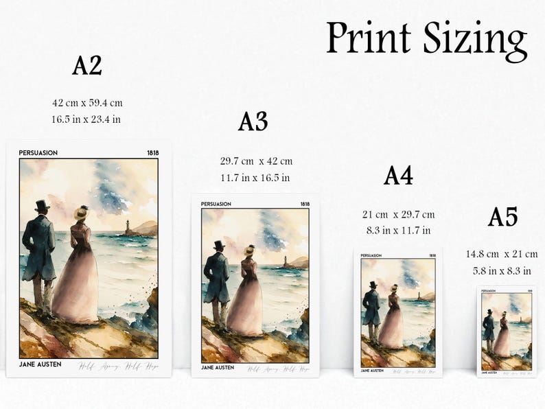 Pôster do livro Persuasion, Jane Austen: impressão artística premium de 210 g/m², presente para leitores de romances clássicos - Coleção Bookscape imagem 3