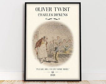 Oliver Twist Light Academia Social Justice Art Charles Dickens Victorian Poster Bookish Decor Gifts