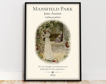 Mansfield Part Book Poster, Jane Austen Gifts for Booklovers, Light Academia Book Quote Wall Art, Cottagecore Library Decor for Booktroverts