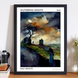 Wuthering Höhen Buch Poster, Dark Academia Buchliebhaber Geschenk für Buchliebhaber, Buch Wand Kunst Leseecke Dekor, Buchclub Geschenk