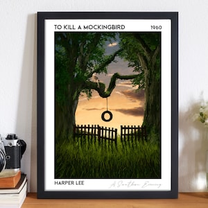To Kill A Mockingbird Buch Poster, Dark Cottagecore Bookish Geschenk für Buchliebhaber, Leseecke klassische Literatur Buchumschlag Druck