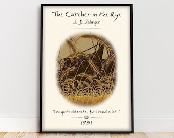Der Fänger im Roggen Buch Poster, klassische Literatur Dark Academia Dekor Buch Zitat Wandkunst für eine Bücherecke, Geschenk für Leser