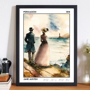 Jane Austen's Persuasion Book Poster, Light Academia Bookish Decor Gifts for Reading Nook, Romance Readers Boho Classroom College Dorm Decor