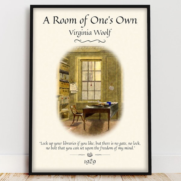 A Room of One's Own Dark Academia Decor Feminist Poster Virginia Woolf Quotes Bookish Art Writing Gifts for Booklovers