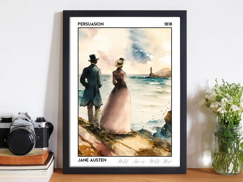Pôster do livro Persuasion, Jane Austen: impressão artística premium de 210 g/m², presente para leitores de romances clássicos - Coleção Bookscape imagem 1
