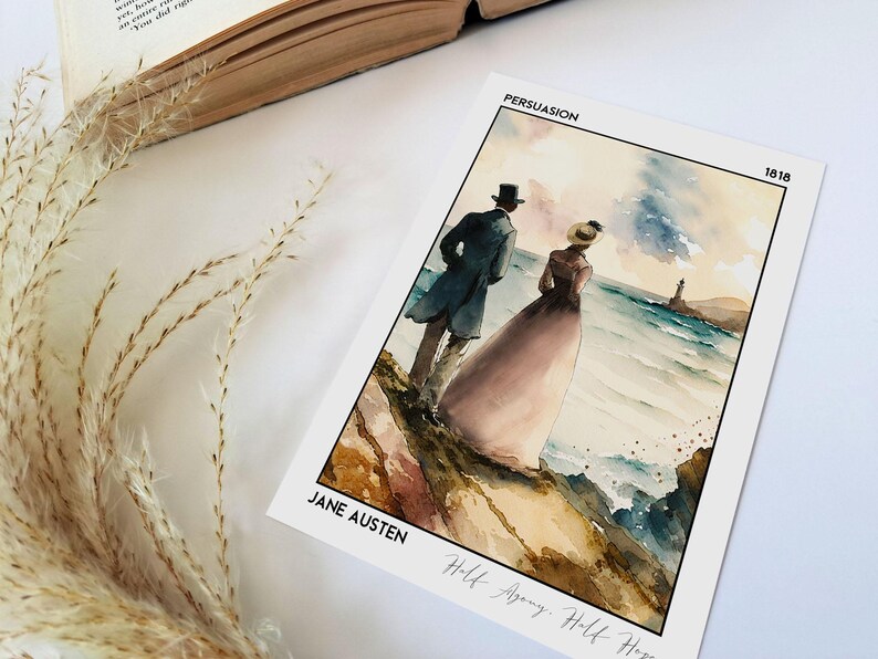 Pôster do livro Persuasion, Jane Austen: impressão artística premium de 210 g/m², presente para leitores de romances clássicos - Coleção Bookscape imagem 6
