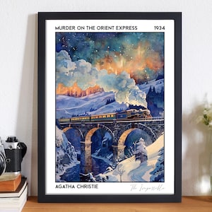 Murder on the Orient Express Book Poster, Agatha Christie Murder Mystery Geschenk für Buchliebhaber, Bookish Travel Poster für Reading Nook Decor