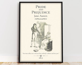 Pride and Prejudice Literary Poster Light Academia Bookish Decor Jane Austen Quote Booklover Gift