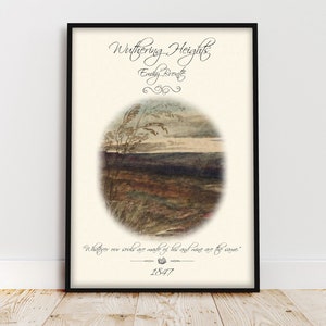 Poster del libro Cime Tempestose, citazione del libro di Emily Bronte, decorazione da parete per libreria Dark Academia Reading Nook, regalo per amanti dei libri per topi di biblioteca