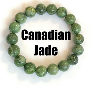 Canadian Jade 10MM Beaded Bracelet, Good Luck, Natural Stone, Gem stone, USA Shipper