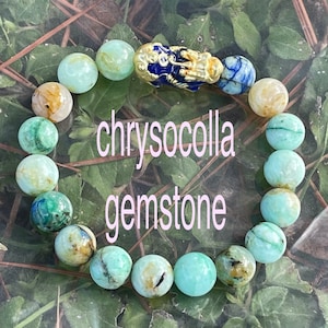 Chrysocolla 10MM hand made bracelet - Free Shipping - Ships from USA