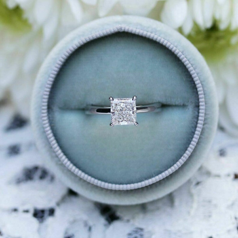 Solitaire Asscher Cut Engagement RingWedding Bridal RingsGift For HerCustom RingProposal Ring2.00 CT Diamond925 Silver14K White Gold