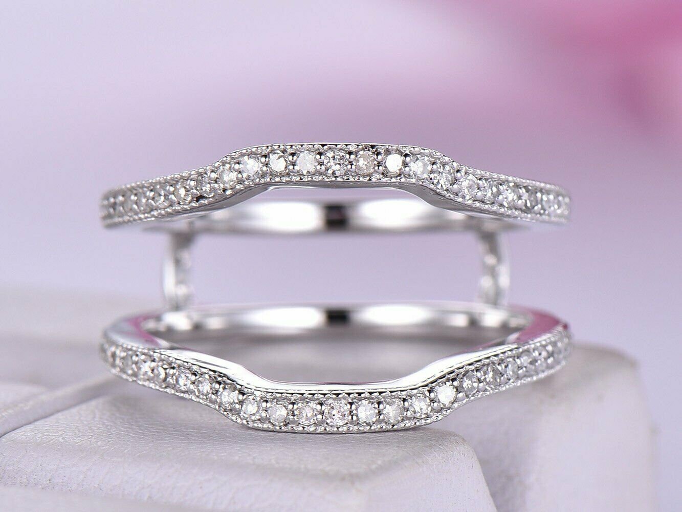 Curved Enhancer Ring/Unique Engagement Ring/Wedding Bridal Etsy