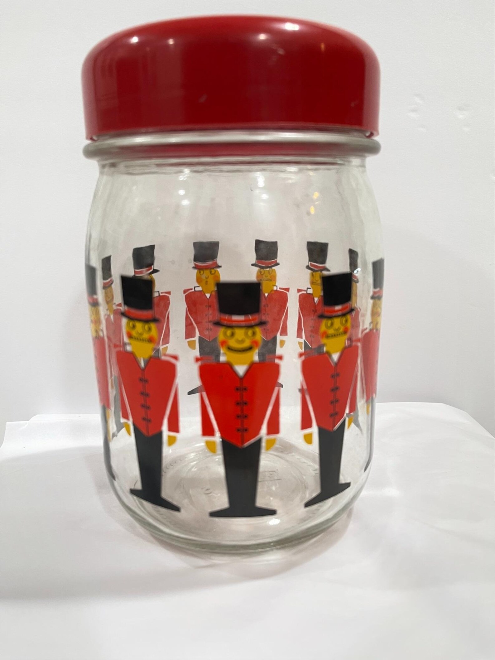Christmas Nutcracker Soldier Glass Jar with red plastic lid Etsy