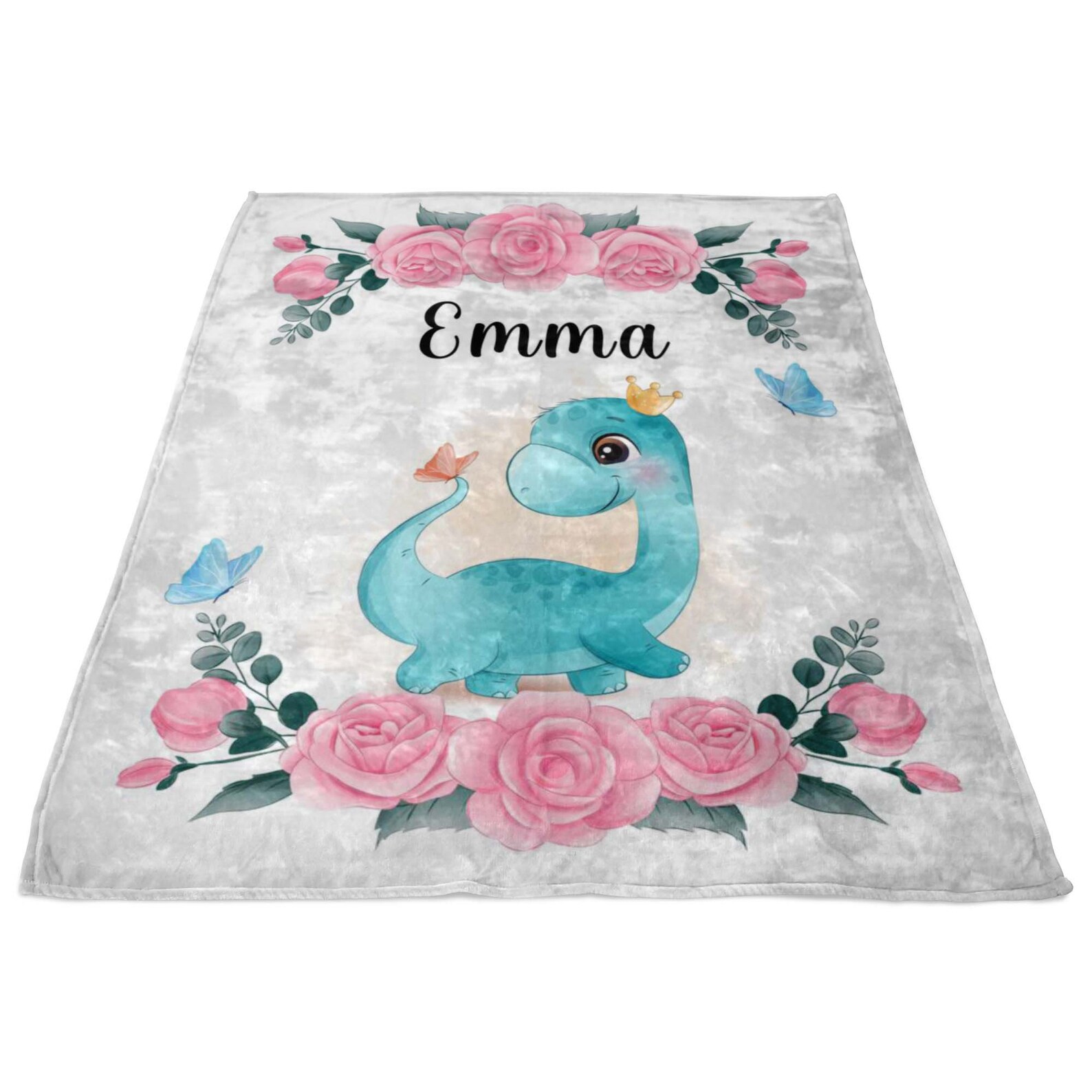 Little Dinosaur Blanket Blanket Girl Rose Personalized Baby Etsy