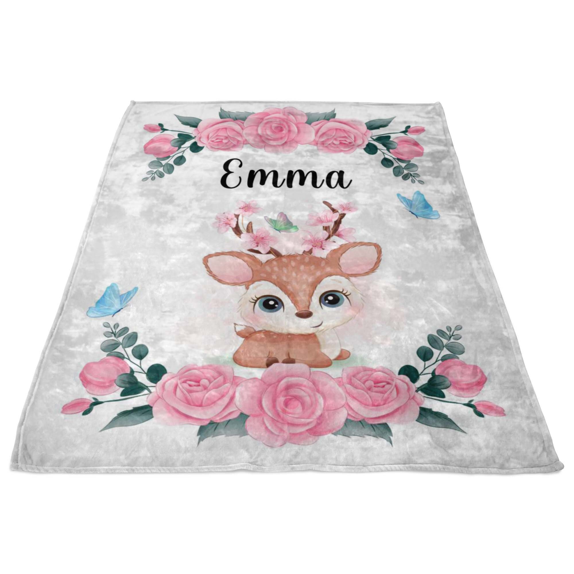 Little Deer Blanket Blanket Girl Rose Personalized Baby Girl Etsy