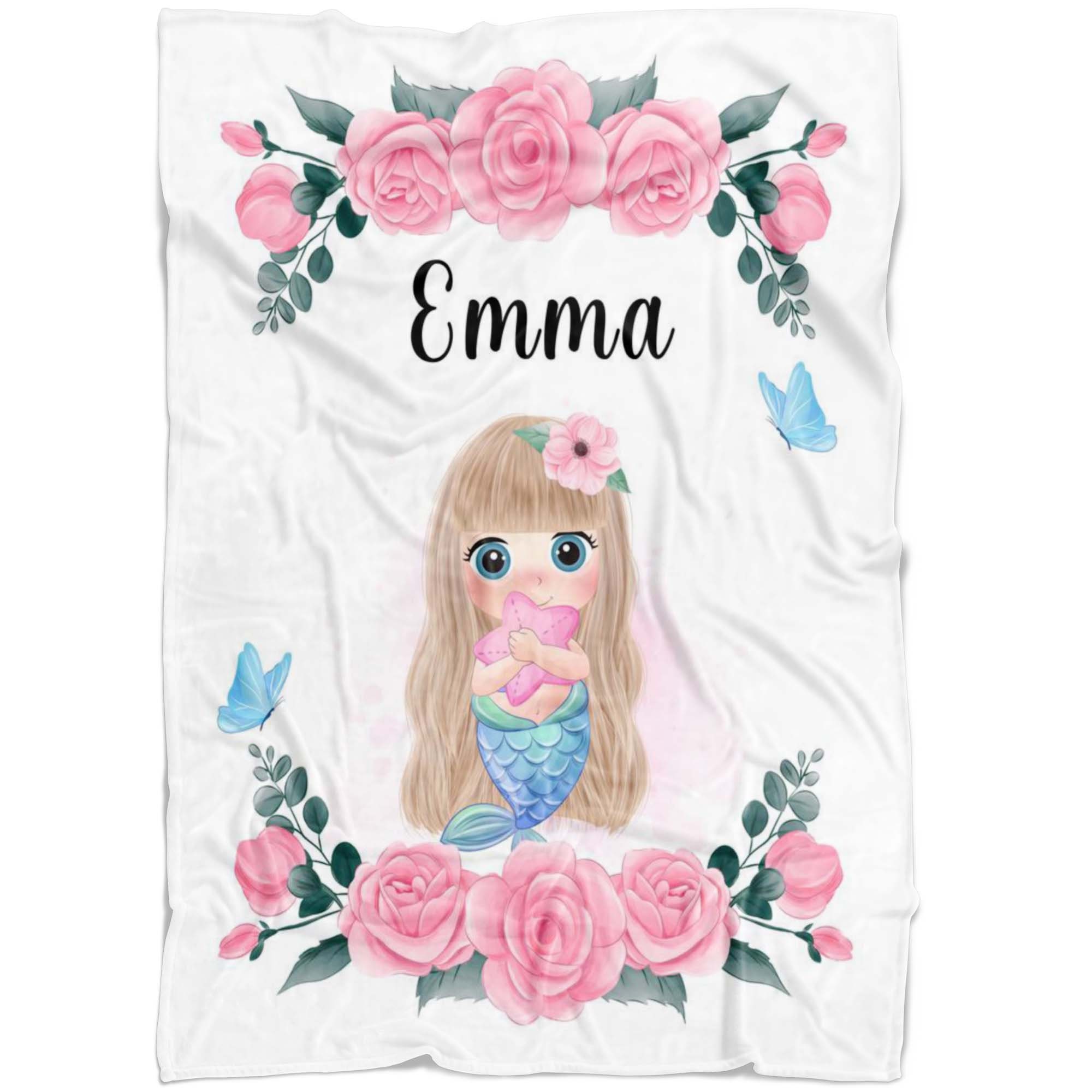 Little Mermaid Blanket Blanket Girl Rose Personalized Baby Etsy