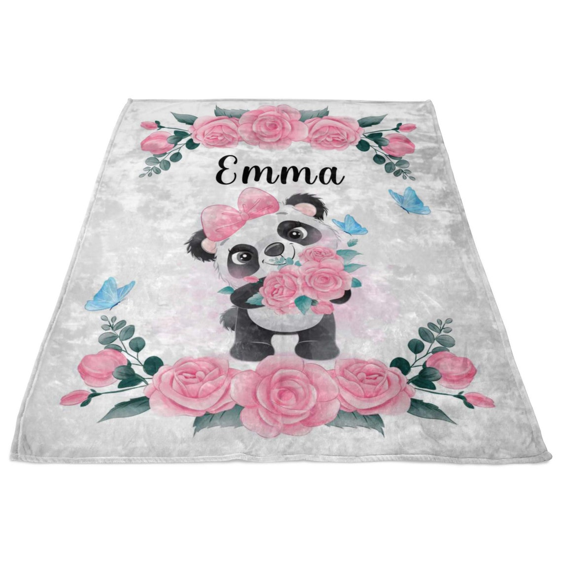 Little Panda Blanket Blanket Girl Rose Personalized Baby Etsy