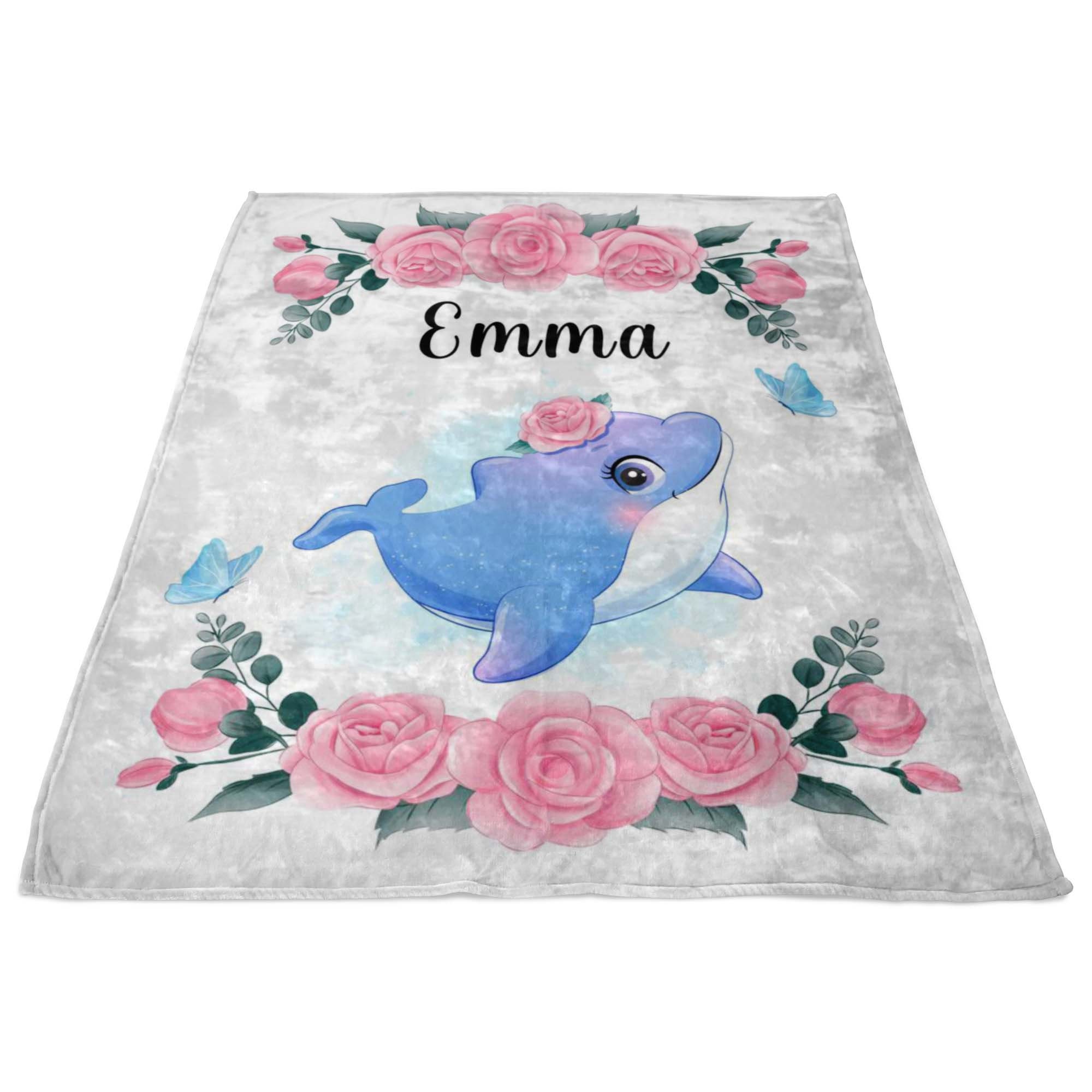 Little Dolphin Blanket Blanket Girl Rose Personalized Baby Etsy