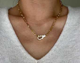 Gold Multi-way Paperclip Chain Necklace, Gold Lariat Necklace, Chunky Lariat, Paperclip Necklace, Y Necklace, Layering Necklace, Link Chain