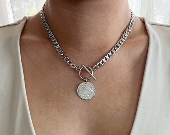 Chunky Silver Toggle Necklace 2024 citygym.lt