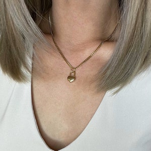 Heart Pendant Necklace, Gold Heart Lock Choker, Chunky Heart Necklace, Gold Chunky Chain, Statement Necklace