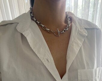 Multi-way Necklace, Chunky Chain Choker, Toggle Clasp Choker, Thick Chain Choker, Statement Choker, Thick Link Necklace, Chunky Bracelet