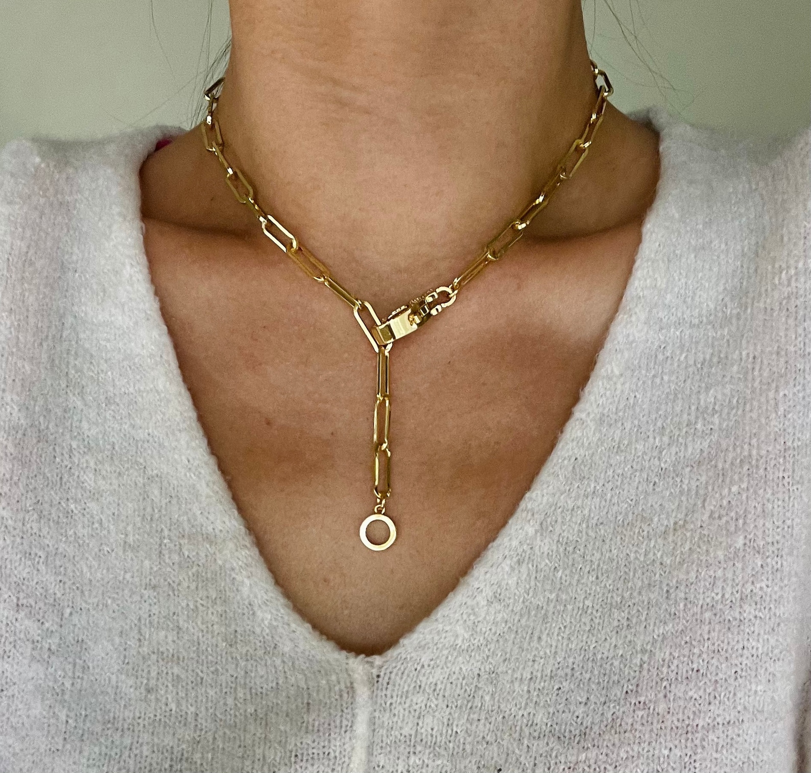 Gold Multiway Paperclip Chain Necklace Gold Lariat Necklace Etsy