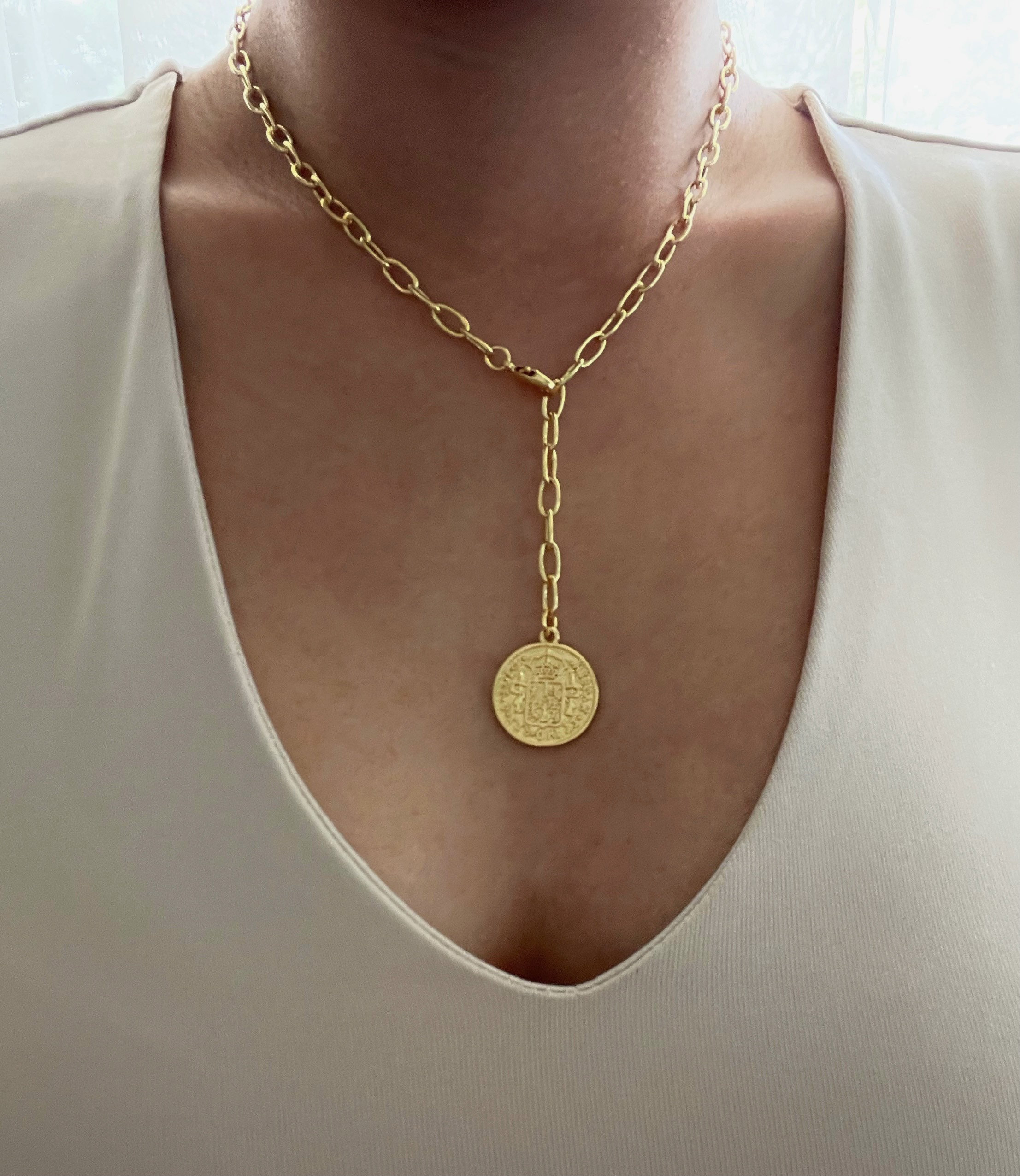 Coin sale lariat necklace