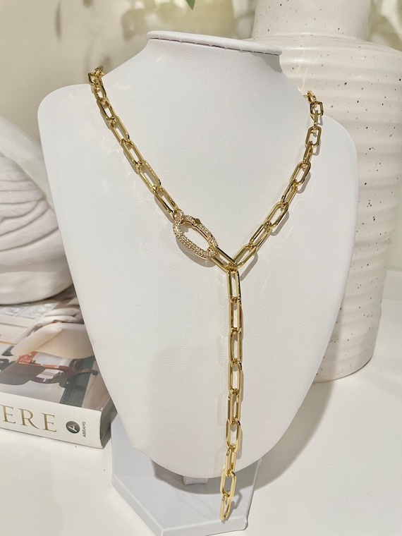 Chunky gold lariat necklace discount