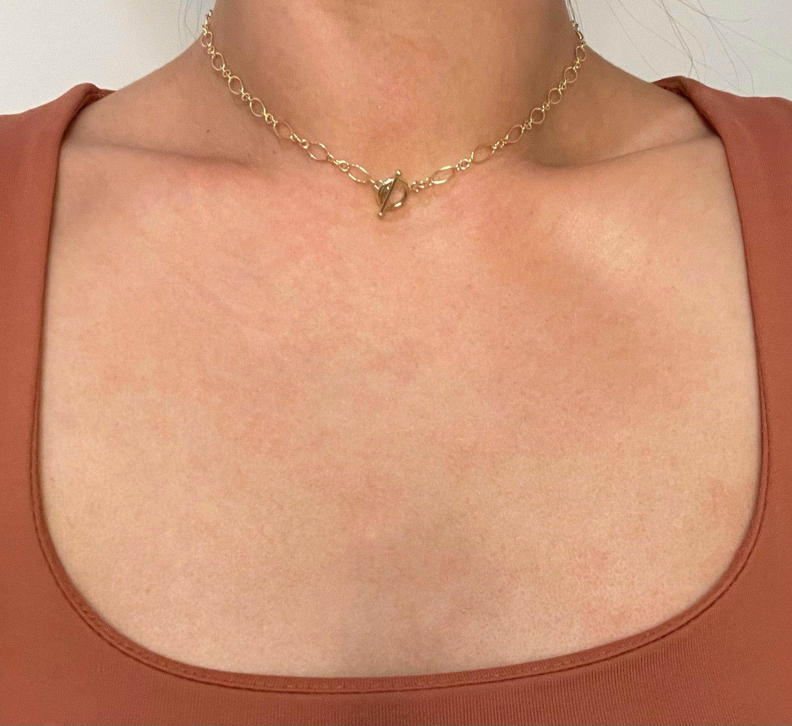14K Gold Filled Choker Toggle Choker Dainty Necklace Gold Etsy