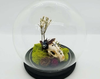 Calavera de abeja y visón carpintero azul real con cristales de Swarovski