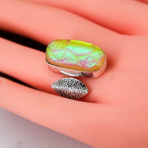 Yellow Triplet Opal Ring: Handmade 925 Sterling Silver Jewelry