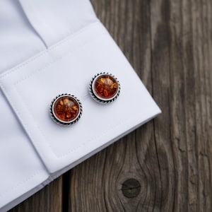 Argent, Ambre - Boutons de manchette - Art Déco