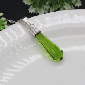 Green Peridot Pendant: Handmade Sterling Silver Jewelry, 1.8&quot;