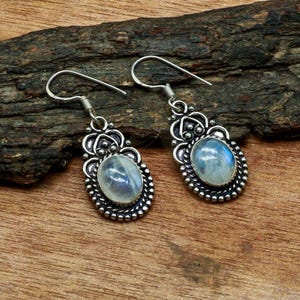 Mondstein Ohrring 925 Sterling Silber Ohrring Mondstein Edelstein handgemachte Silber Schmuck Ohrring Geschenk für sie EAS-1