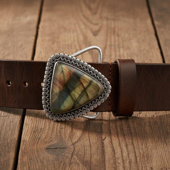 Hand made leather belt with stone Buy Leather Belts With Gemstones Online – Beauty In Stone  main image 3